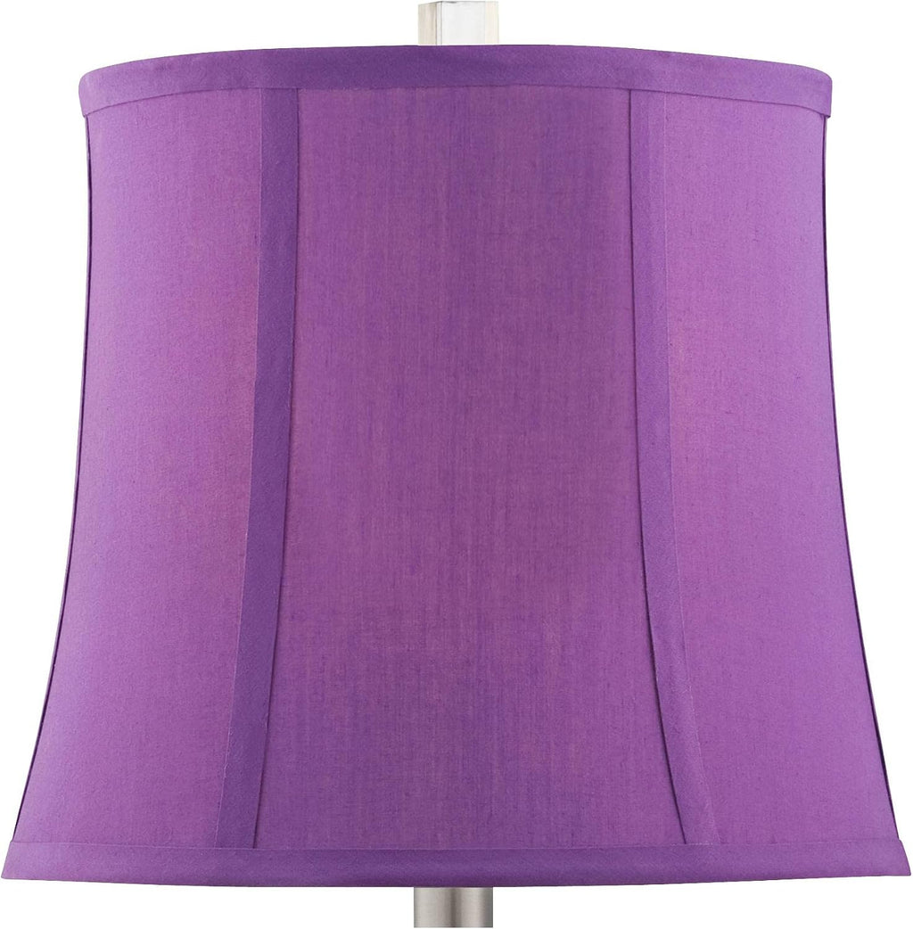 360 Lighting Bijoux Modern Chic Bohemian Table Lamps 25.5' High Set of 2 Brushed Nickel Multi Colored Stacked Acrylic Gem Purple Drum Shade for Kids Girls Room Bedroom Bedside House Home