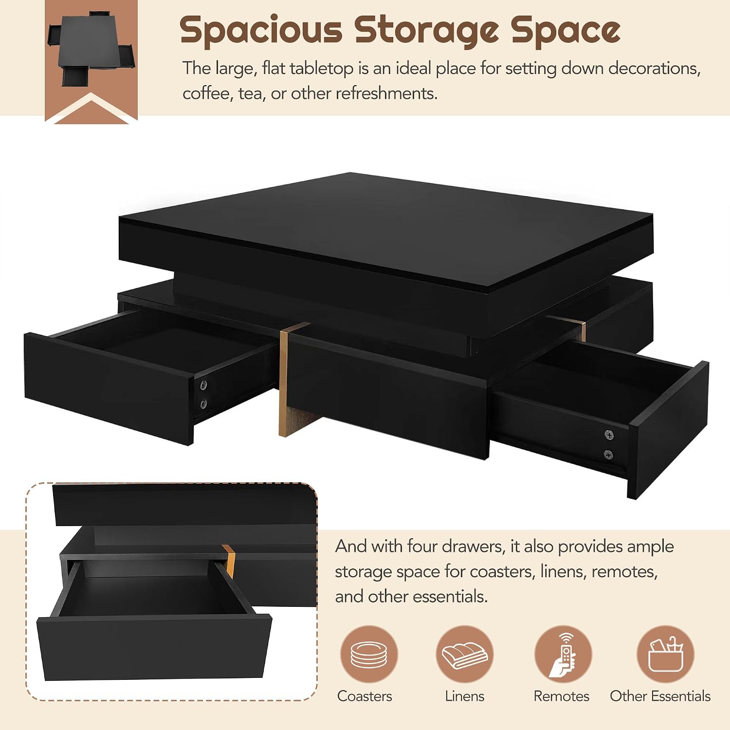 Modern Coffee Table, Black