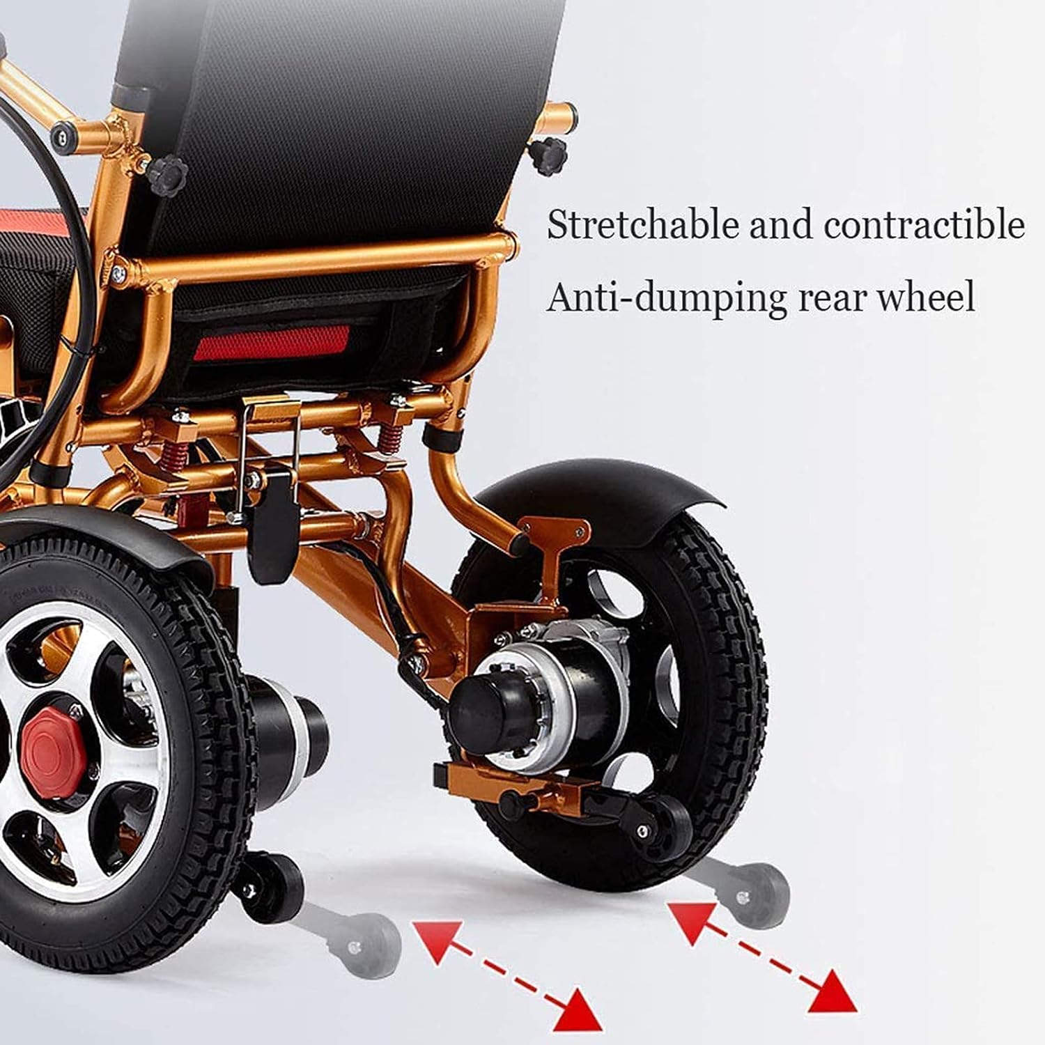Folding Electric Wheelchairs, Lightweight All-Terrain Electric Wheelchair Scooter Dual-Motor Electric Chair 12A 15Km Aluminum Lithium Battery, Suitable for All Ages with Disabilities