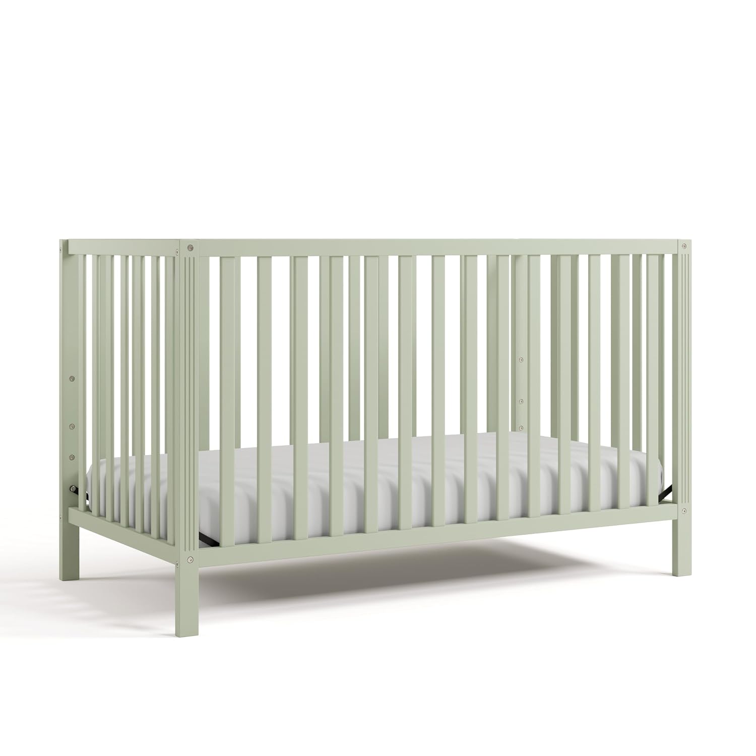 Storkcraft Morningside 5-in-1 Convertible Crib – GREENGUARD Gold Certified, Fits Standard Crib Mattress, Converts to Toddler Bed, Daybed and Full Bed, 4 Adjustable Mattress Heights (Sage)