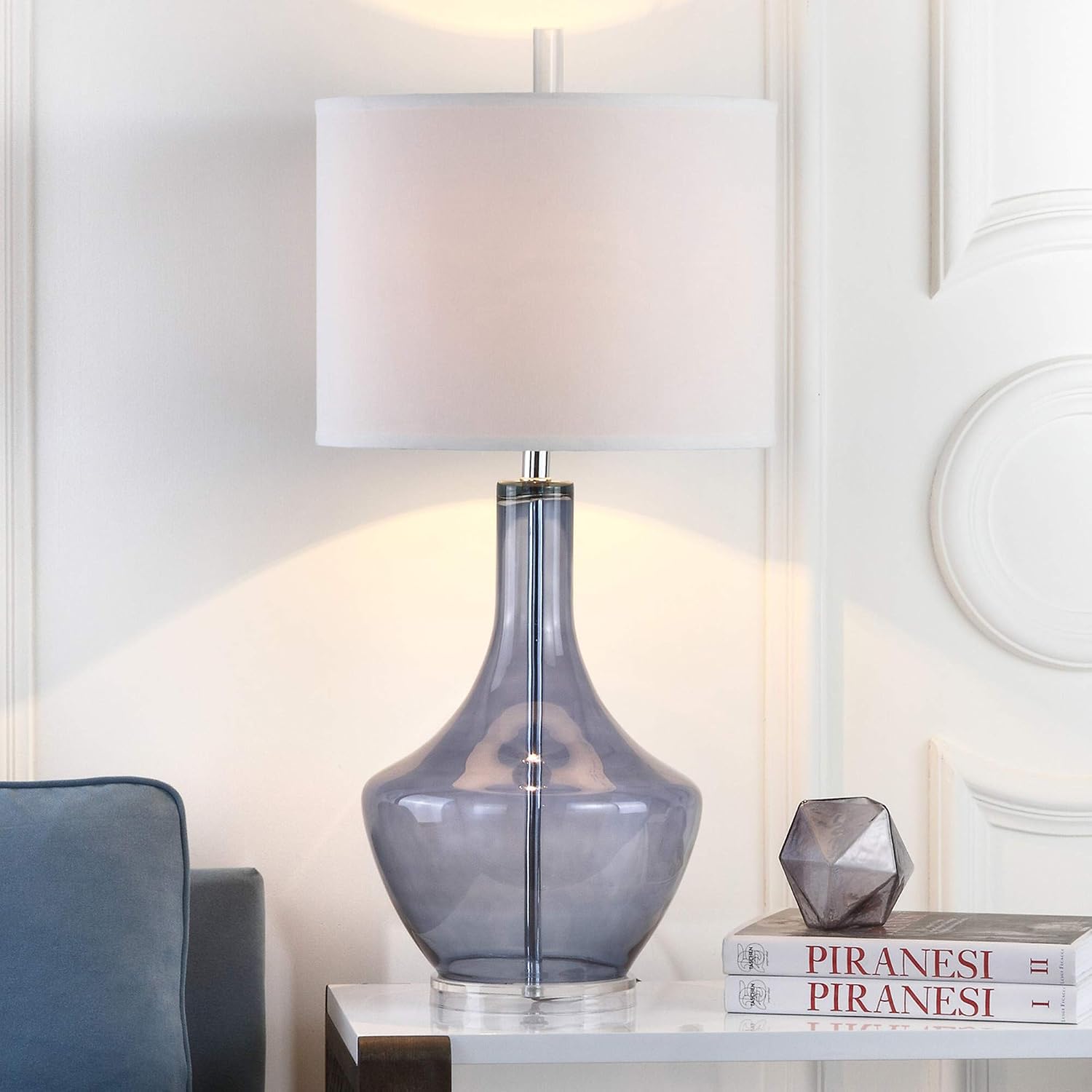 SAFAVIEH Lighting Collection Mercury Light Blue Glass 35-inch Bedroom Living Room Home Office Desk Nightstand Table Lamp (LED Bulb Included)