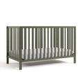 Storkcraft Morningside 5-in-1 Convertible Crib – GREENGUARD Gold Certified, Fits Standard Crib Mattress, Converts to Toddler Bed, Daybed and Full Bed, 4 Adjustable Mattress Heights (Olive)