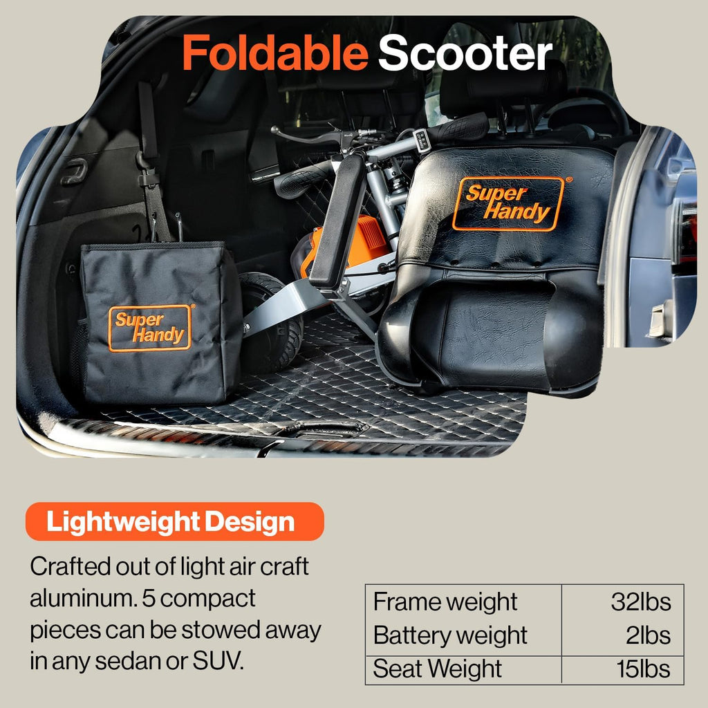 SuperHandy Passport Plus Mobility Scooter - Foldable 3 Wheel & GoRise FC Electric Floor to Chair Lift for Seniors and People with Disabilities - 400 Lbs Capacity [Bundle deal]