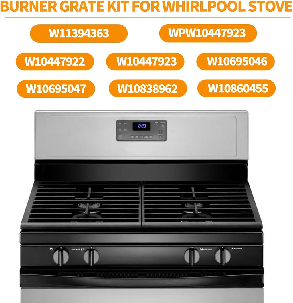 Atgestore W11394363 Stove Grate Replacement for Whirlpool Gas Stove Cast Iron Grate WPW10447923 WFG524SLAB0 WFG524SLAB1 Whirlpool Gas Range Parts Stove Top Cooktop Surface Burner Grate Rack