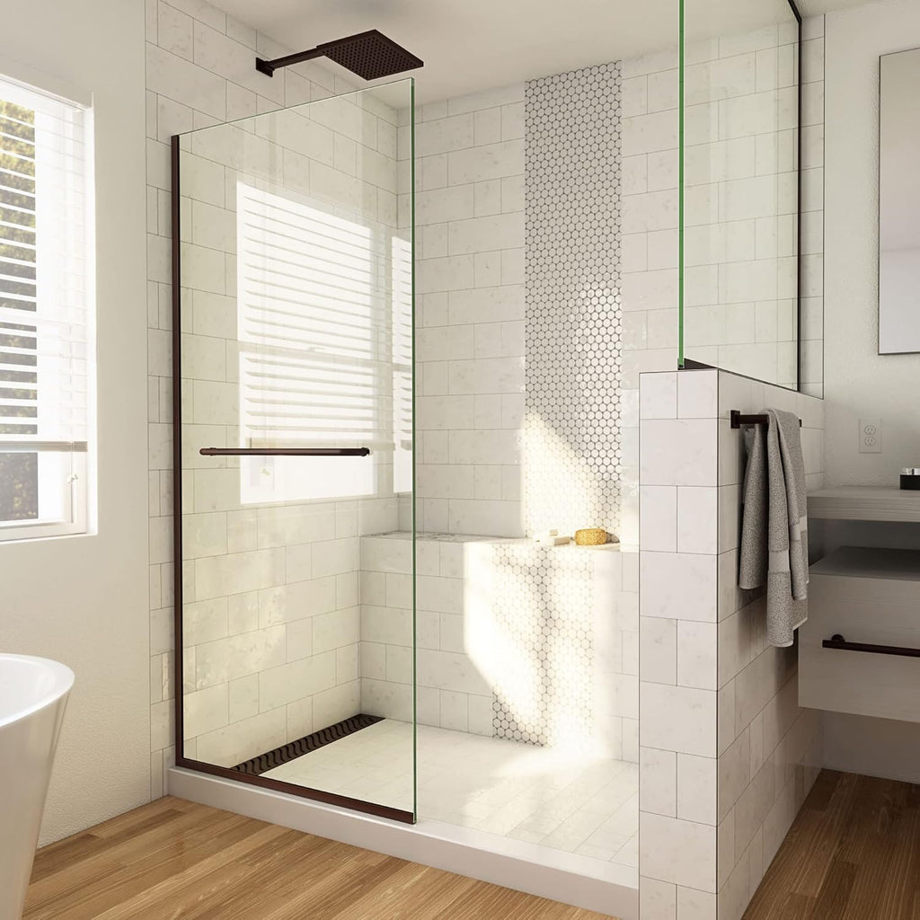 DreamLine Linea 34 inch W x 72 inch H Frameless Fixed Shower Screen in Oil Rubbed Bronze