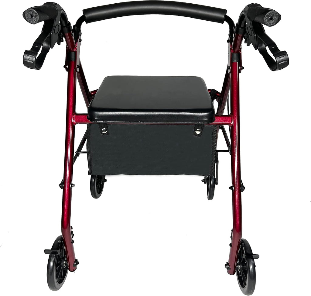 Pursonic Rollator Walker with Seat, Premium Lightweight Aluminum,4 Wheels, Supports up to 300 lbs, Padded Seat, Handlebars, Arthritic-Friendly Loop Brakes,Foldable, Soft Tires for Indoor & Outdoor