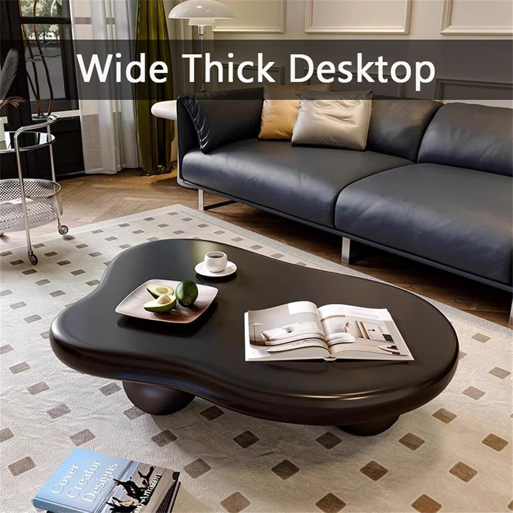Cloud Coffee Table, Modern Coffee Table for Living Room Apartment, Cartoon Irregular Indoor Tea Table, Cute End Table with Ball 3 Legs, Easy Assemble,Black l47.2