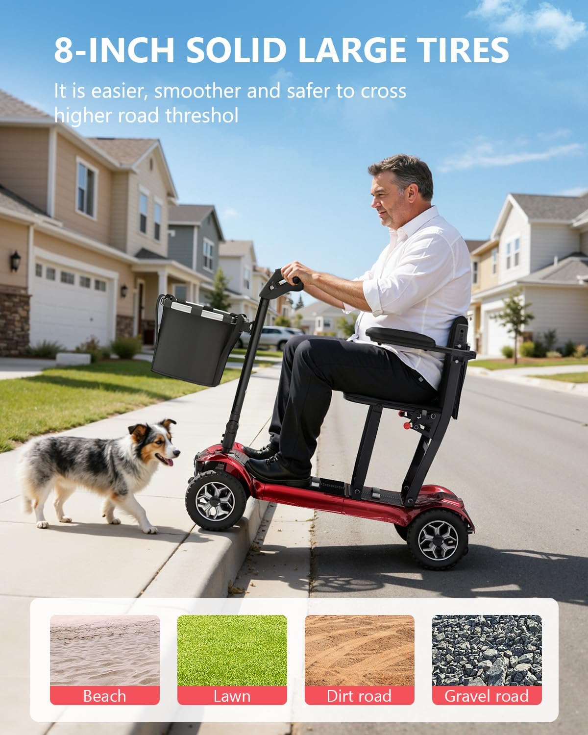 Folding Mobility Scooters for Adults Seniors - 23 Miles Long Range Travel Portable Powered 4 Wheel Electric Motorized Scooter, Cruise & Airport Approved, Removable Dual Batteries, 275 Lbs Capacity