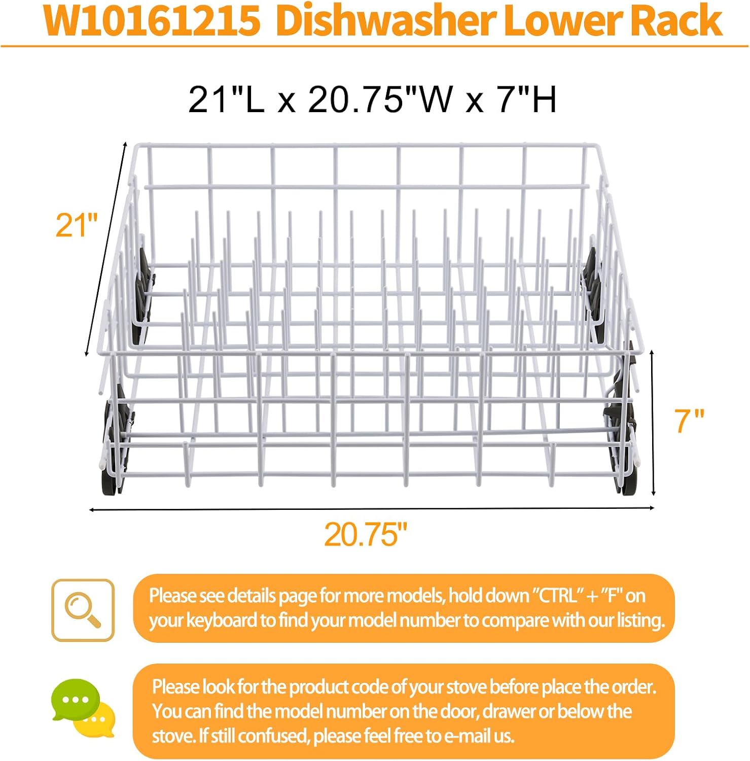 Upgraded W10161215 Dishwasher Rack Replacement Parts for Whirlpool Dishwasher Lower Rack With Dishwasher Wheels DU840DWGQ1 DU915PWPS2 Whirlpool Dishwasher Dishrack Assembly Bottom Rack Shelf Drawer