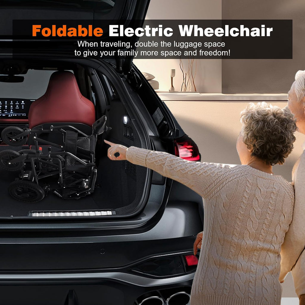 [2026 Upgrade] Hassky Electric Wheelchair for Adults Foldable, 15 Miles Range Motorized Wheelchair, All Terrain Power Wheelchairs for Seniors Supports Up to 350 lbs Black