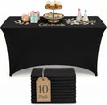 Utopia Kitchen 8Ft 10 Pack, Black Tablecloth for Rectangle Tables - Fitted Table Cloth Washable & Wrinkle Resistant Bulk Event Hospitality Wedding Banquet Corporate Functions Use