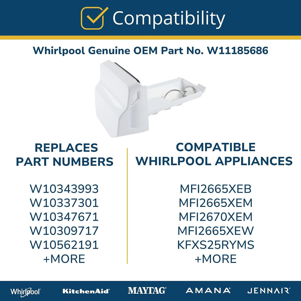 Whirlpool W11185686 Genuine OEM SxS Refrigerator Ice Container Replacement Part - Replaces W10309717, W10337301, W10343993, W10347671, W10536669, W10562191, W11097357, and WPW10562191