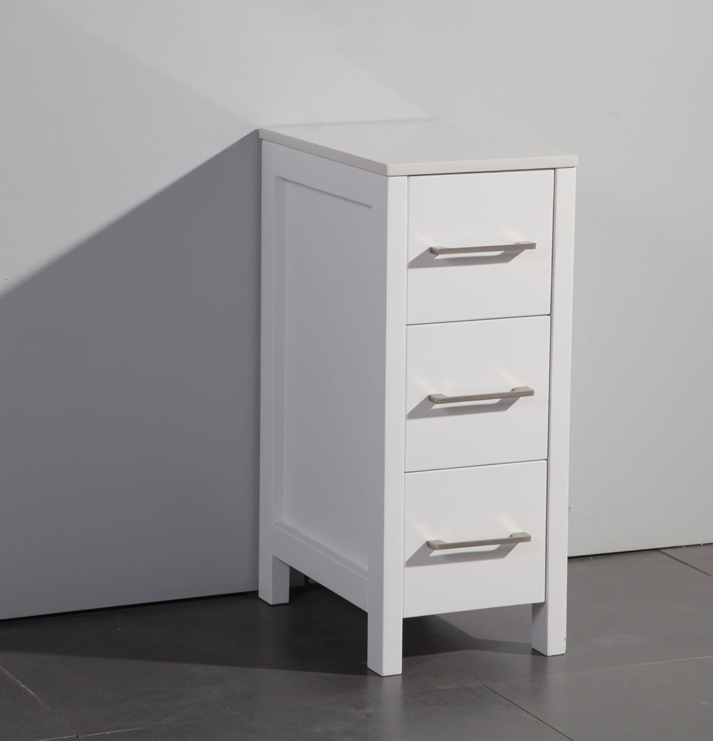 Vanity Art 84 Inch Under Mount Double Sink Bathroom Vanity Cabinet with 2 Mirrors, Ceramic Top Bathroom Cabinet Compact Set with 10 Dovetail Storage Drawers and Brushed Nickel Handles, VA3030-84-W