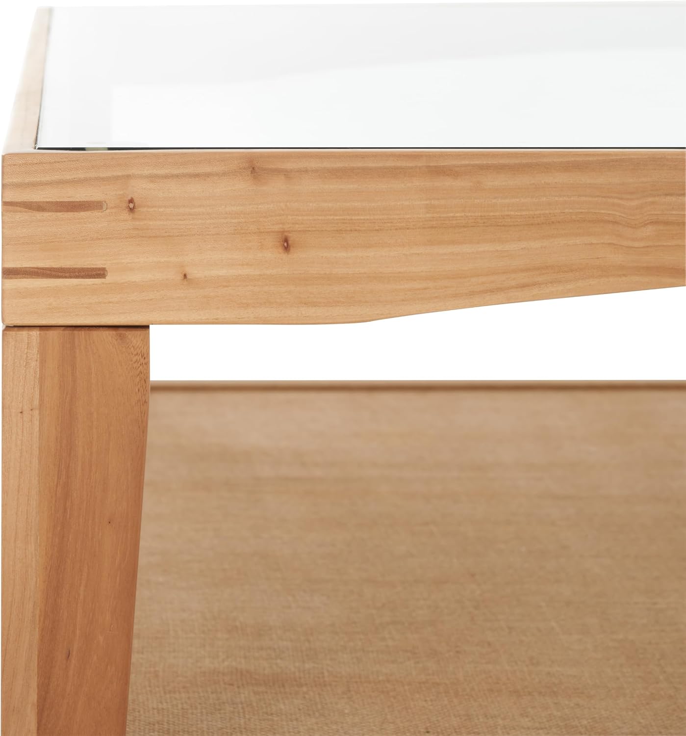 SAFAVIEH Couture Collection Nicolella Natural Solid Wood/Glass Top Square Coffee Table