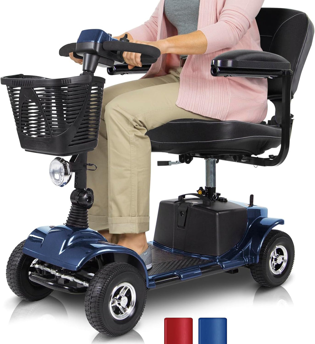 Vive Mobility Scooter (Series A) - 4 Wheel Electric Powered Wheelchair Mobile Device for Adults, Seniors - TSA Approved Wheel Chair, Compact, Travel - Long Range Battery, Shock Absorbing (Blue)