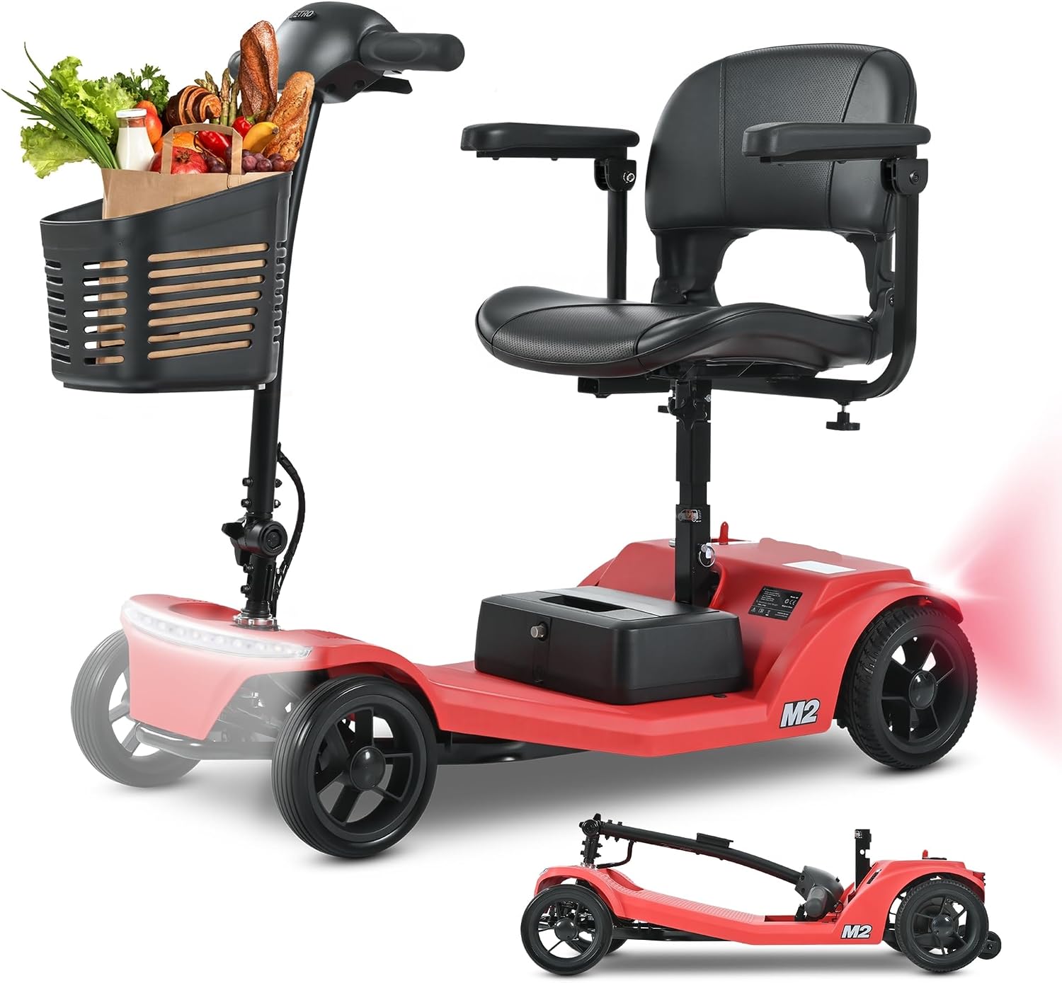 Metro Electric Mobility Scooter for Seniors Foldable, Folding Mobility Scooter 20 Miles Range 300lbs, Lightweight All-Terrain 4 Wheel Scooters for Elderly Adults Handicap Bariatric