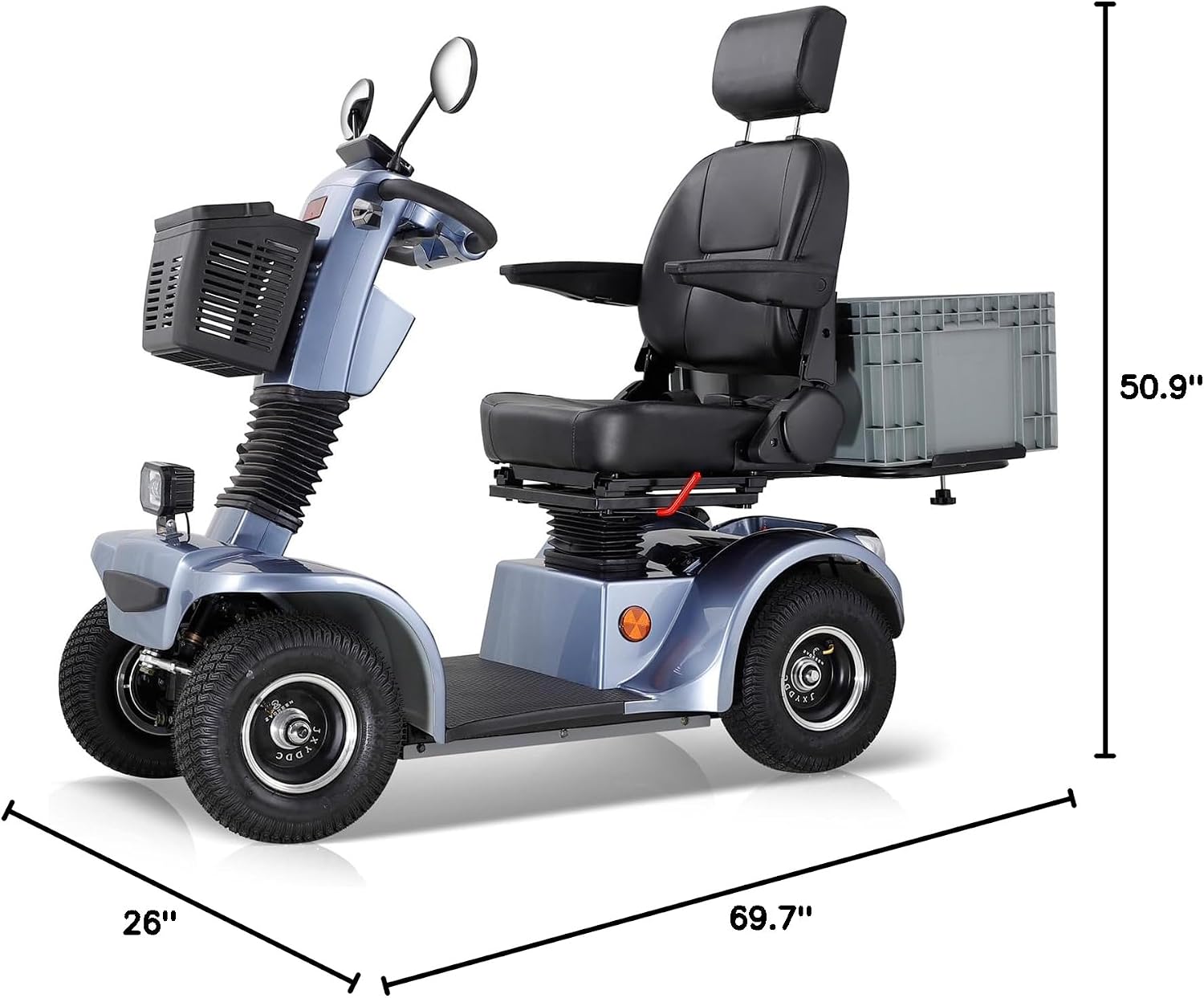 Mobility Scooters for Seniors & Adults 400 Lb Weight Capacity,4-Wheel Heavy Duty Travel Foldable Powered Scooter,Disability Mobile Electric Wheelchair,Luxury Seat and Front Rear Led Lights,Gray