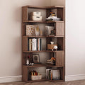 Open Shelf Corner Bookshelf, Multi-Layer Corner Shelf, Wooden Cube Display Shelf, Corner Bookcase Toy for Small Space, Book Storage, for Game Room, Bedroom(Black Walnut,60x40x159.7cm)