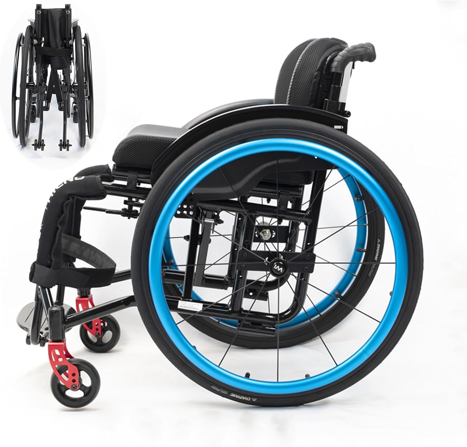 Folding Sports Portable Wheelchairs,Transport Wheelchair,Manual Wheelchair,Aluminum Alloy Wheelchair,Lightweight Wheel Chair For Adults,Quick Release Rear Wheels,Anti-Tip Wheels(Size:Seat width 38cm/1