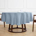 Solino Home Linen 60 Inch Round Tablecloth - 100% Pure Linen Dusty Blue Round Tablecloth - Machine Washable Table Cloth for Summer - Sonoma