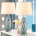 29' Tall Table Lamps Set of 2, Large Modern Lamps for Bedroom with Nightlight, Coastal Bedside Lamps with USB C+A, Glass Nightstand Table Lamps for Living Room, Bulbs Included