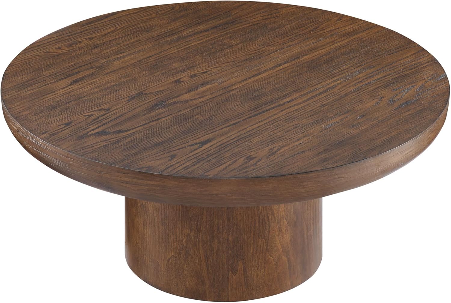 JUSTONE 35.98' Round Coffee Table for Living Room,Rustic Natural Coffee Table for Apartment, Easy Assembly (Dark Brown,36' Dx36 Wx16 H)