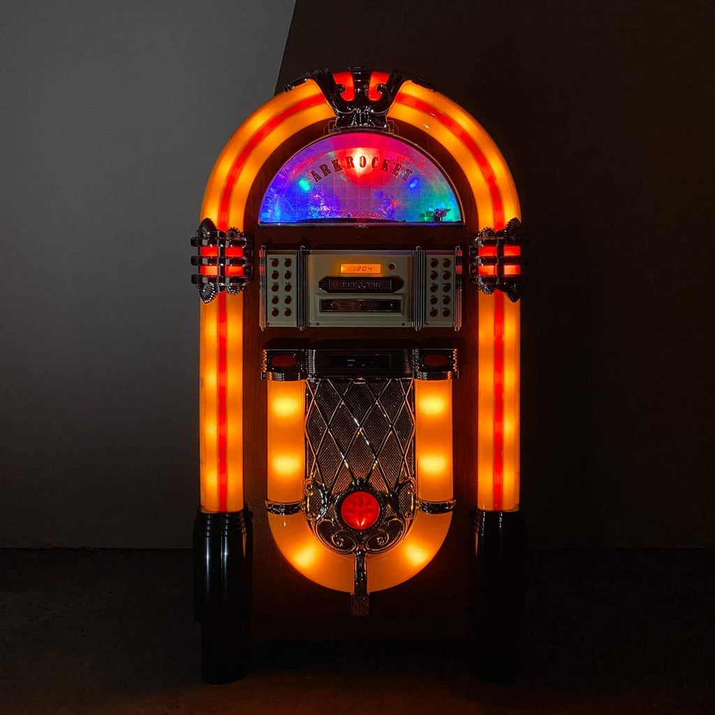 Arkrocket Full Size Jukebox Vinyl Record Player Bluetooth USB SD CD Player Radio Retro Turntable Classic Jukebox (Taurus - Classic)