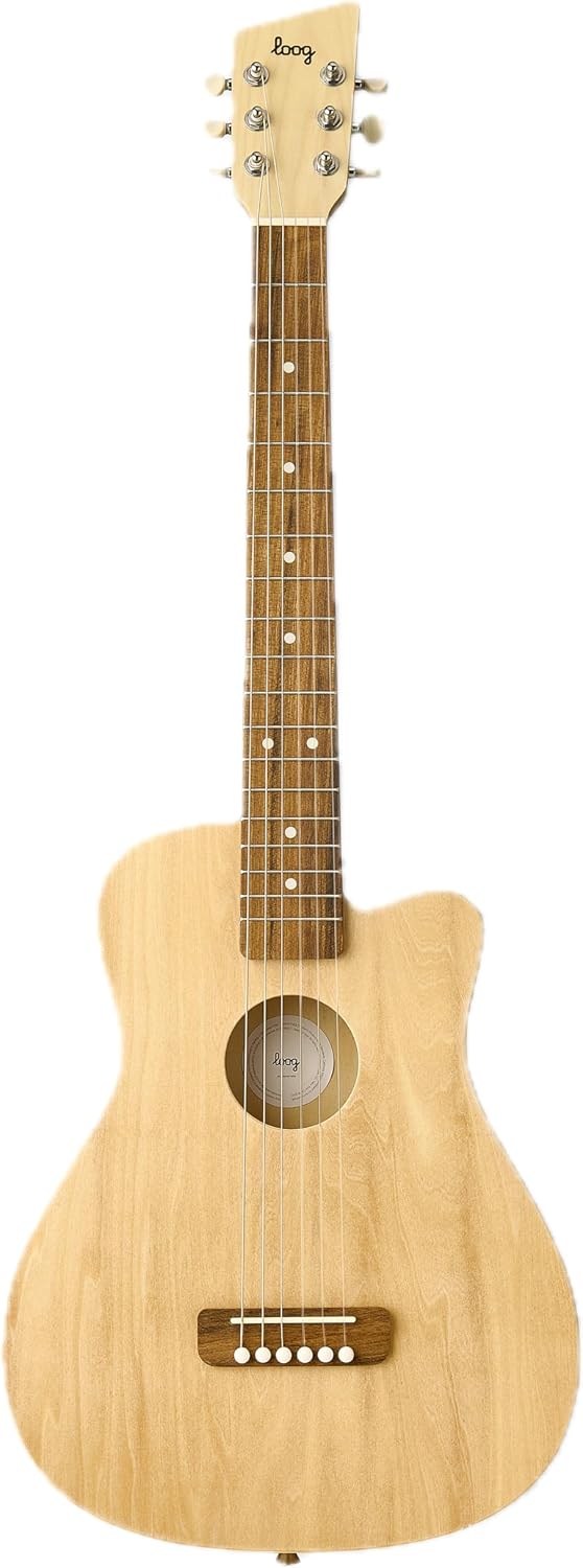 Loog Pro 6 Acoustic kids real guitar for Beginners Compact size Ages 9+ Learning app and Lessons included