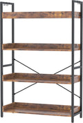 HCHQHS 4 Tier Bookshelf, Adjustable Industrial Bookcase, Vertical Tall Book Shelf, Wood and Black Metal Open Bookshelves for Home Office, Living Room, Bedroom