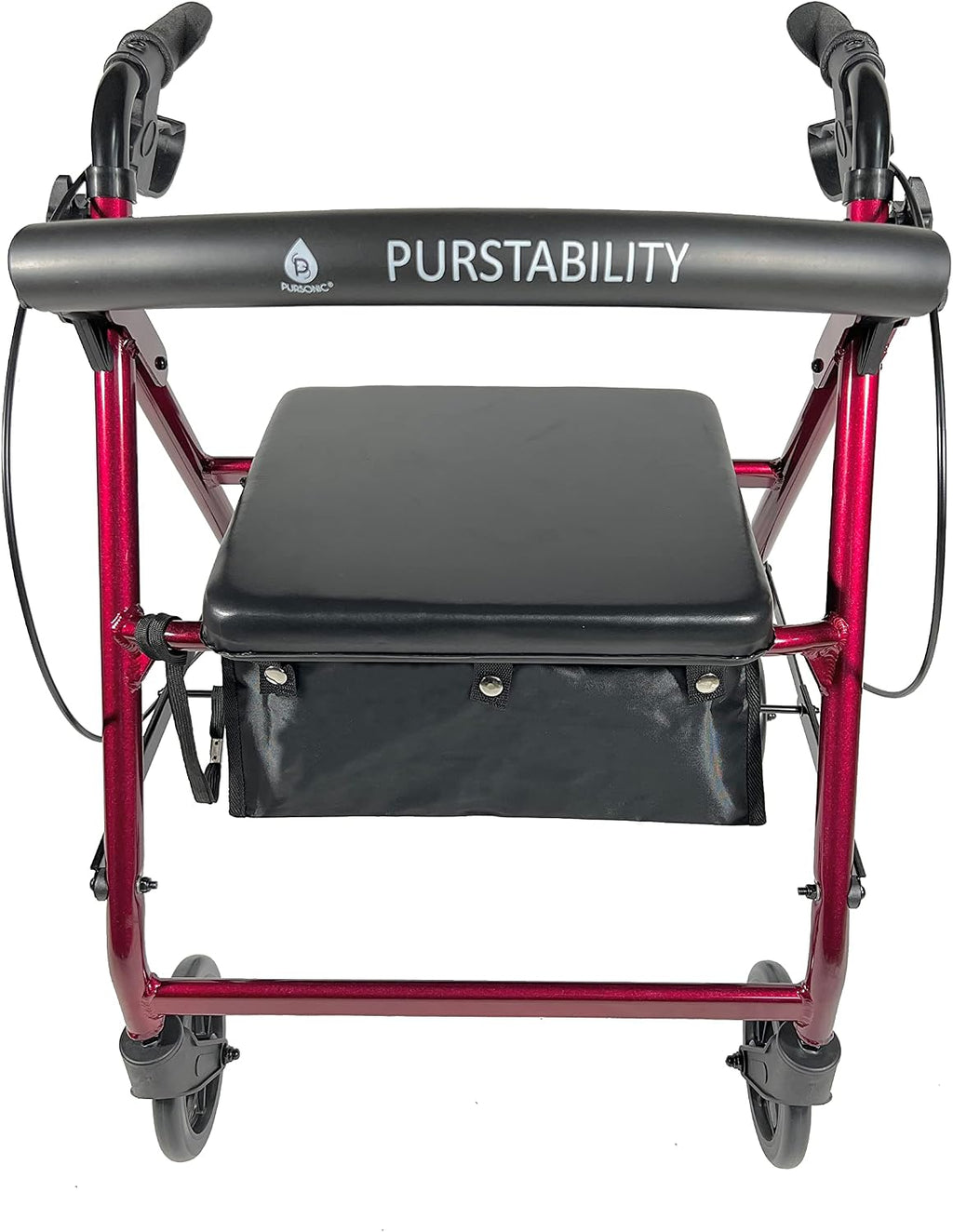 Pursonic Rollator Walker with Seat, Premium Lightweight Aluminum,4 Wheels, Supports up to 300 lbs, Padded Seat, Handlebars, Arthritic-Friendly Loop Brakes,Foldable, Soft Tires for Indoor & Outdoor