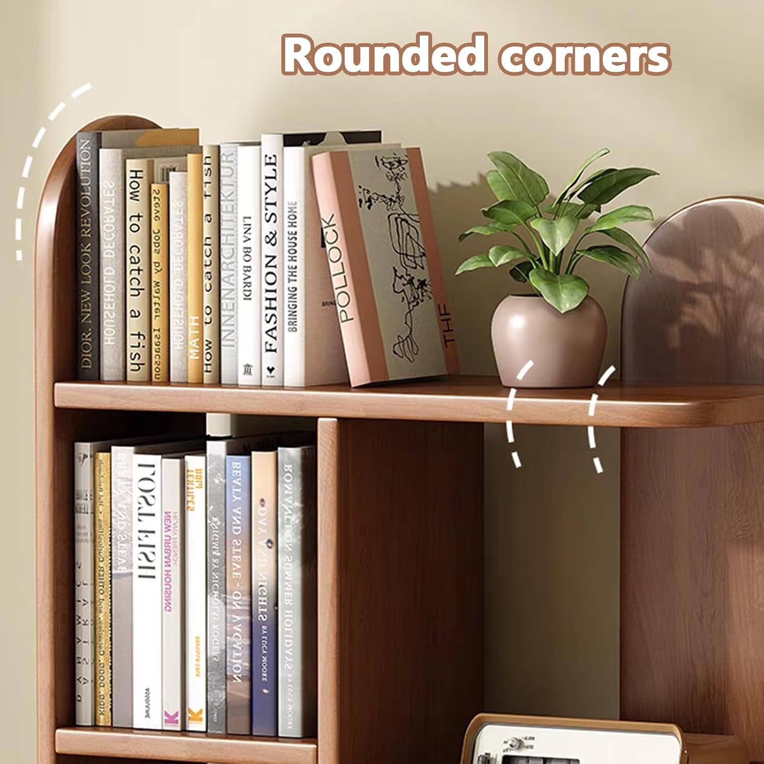 Corner Bookshelf with Solid Wood Legs Grey Corner Shelf Unit Multi-Functional Storage Stand for Living Room Home Office Bedroom Plant Display Space-Saving Design