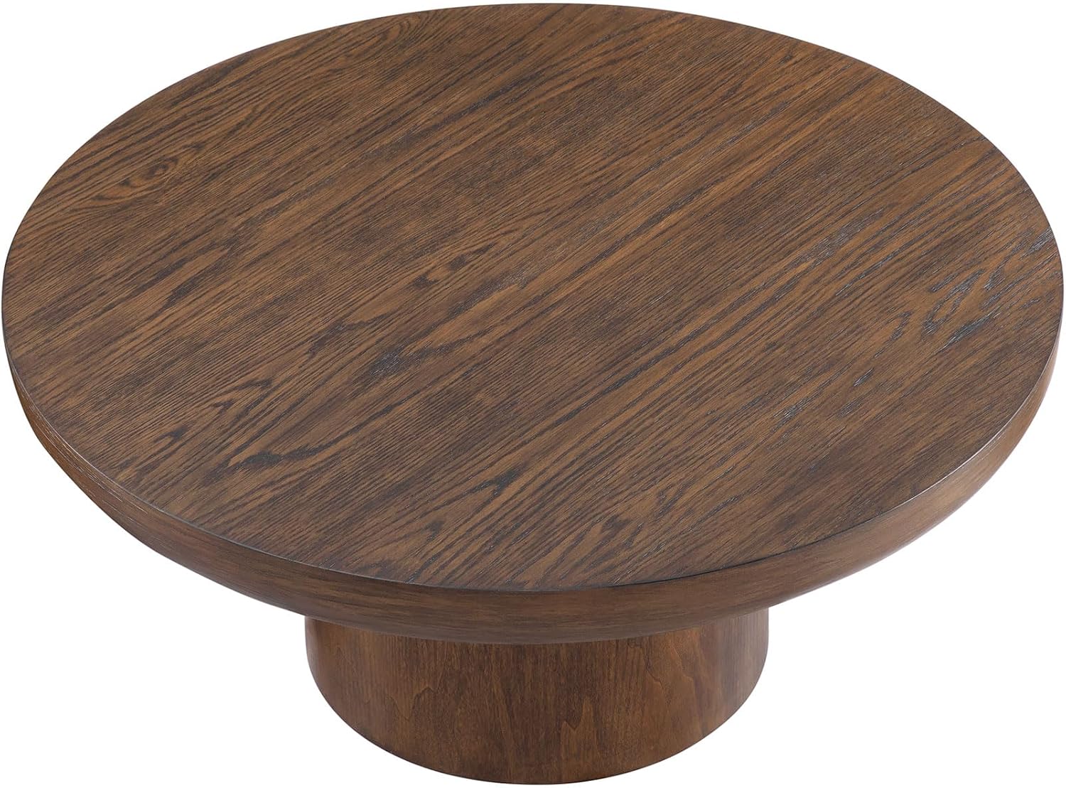 JUSTONE 35.98' Round Coffee Table for Living Room,Rustic Natural Coffee Table for Apartment, Easy Assembly (Dark Brown,36' Dx36 Wx16 H)