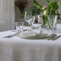 Huddleson White Square Linen Tablecloth 54x54 Square Table Cloth Luxury Italian Linen Sewn in US