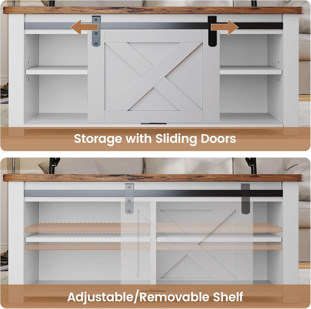 SEDETA 31.5' Lift Top Coffee Table with Storage, Square Coffee Tables for Living Room, Farmhouse Coffee Table with Large Hidden Storage Compartment and Adjustable Shelves, White