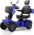 Mobility Scooters for Seniors & Adults 400 Lb Weight Foldable,Heavy Duty Powered Scooter with Electromagnetic Brake,Portable All-Terrain Disability Mobile Electric Wheelchair,Storage Box,Blue