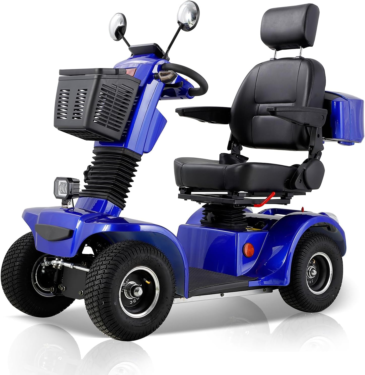 Mobility Scooters for Seniors & Adults 400 Lb Weight Foldable,Heavy Duty Powered Scooter with Electromagnetic Brake,Portable All-Terrain Disability Mobile Electric Wheelchair,Storage Box,Blue