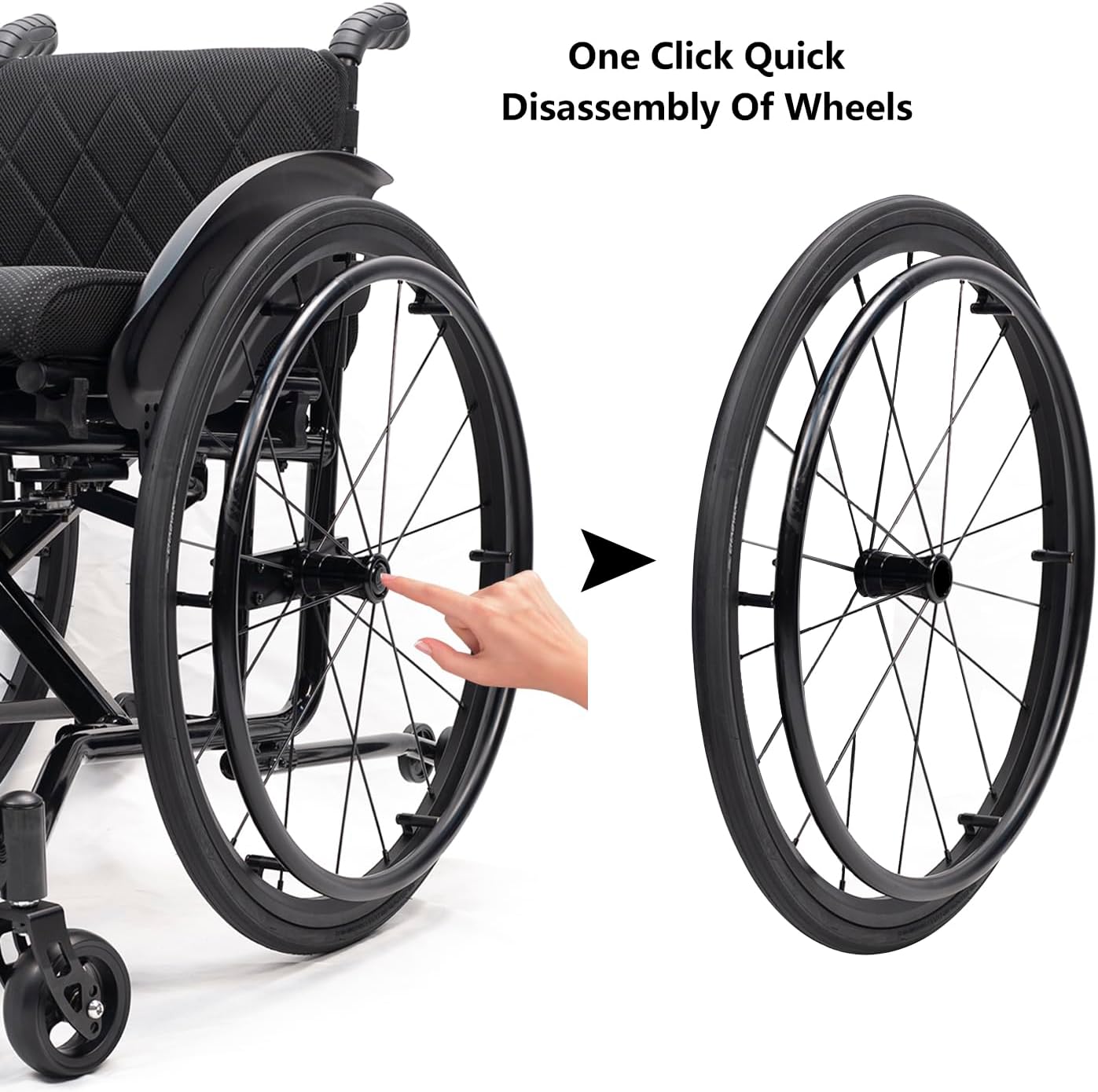 Lightweight All Terrain Sports Wheelchair,Aluminium Wheelchair,Portable Transport Wheelchair,Mute Wheelchair,Handbrakes Quick Release Rear Wheels & Anti-Tip Wheels,for Teenagers,Adults,Seniors(Black,3