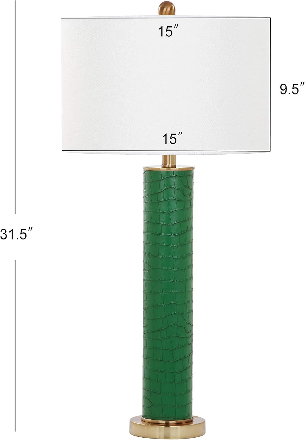 SAFAVIEH Lighting Collection – Set of 2 Ollie Modern Contemporary Dark Green Faux Alligator 32-Inch Table Lamps, LED Bulbs Included, Bedroom Living Room Home Office (LIT4404B-SET2)