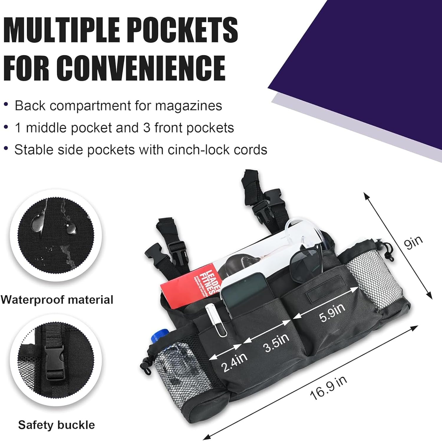 Mobility Scooters for Seniors & Adults 400 Lb Weight Capacity,Lightweight Portable 4 Wheel Powered Scooter,Foldable Disability Electric Wheelchair,Add A Rear Car Basket,Shoulder Bag,Purple