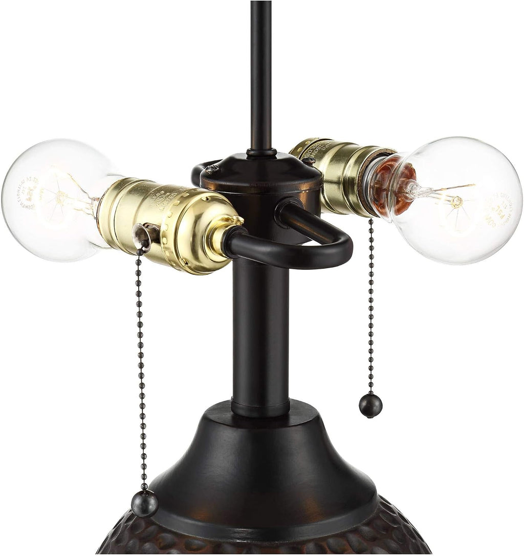 360 Lighting Cody Rustic Farmhouse 3-Way Table Lamps 26' High Set of 2 with Table Top Dimmers Hammered Oiled Bronze Oatmeal Linen Drum Shade for Living Room Bedroom House Bedside Nightstand