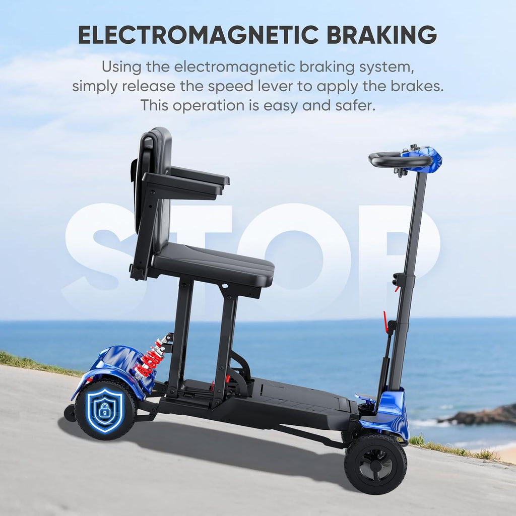 Auto-Folding Mobility Scooters for Adults & Seniors,40 lbs Lightweight Foldable & Portable 4 Wheel Electric Scooter, Remote Control/Manual Folding Power Scooter 14 Mile Range, 275 lbs Capacity Bule