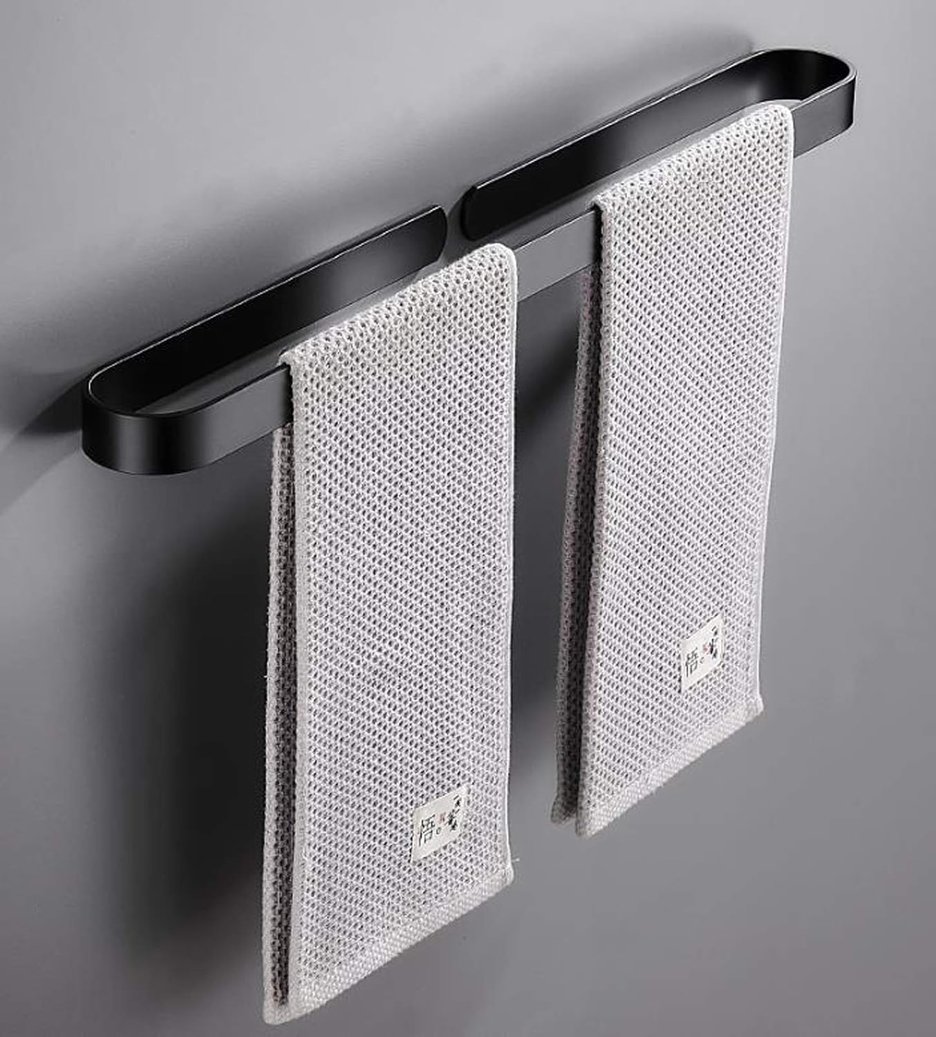 NERDOH Modern and Simple Bathroom Towel Rack,Space Aluminum Wall-Mounted Towel Bar,Bathroom Towel Rail Rack,Painted Finish(30cm,40cm,50cm,60cm) Black