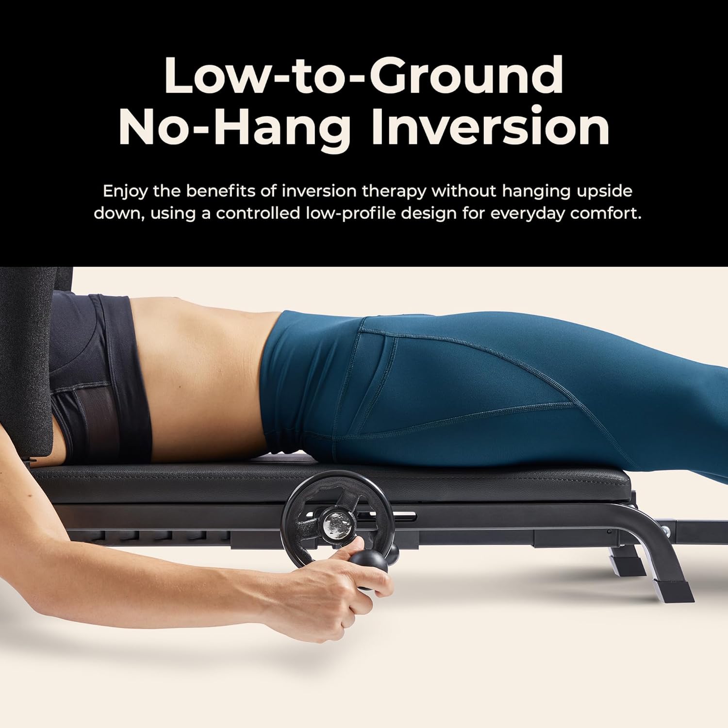 Sunny Health & Fitness No-Hang Traction & Inversion Decompression Table for Back Pain Relief, Adjustable Stretch Bench, 400 LB Capacity