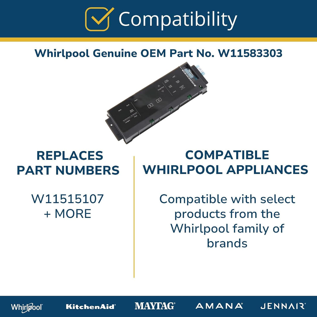 Whirlpool W11583303 Genuine OEM Range Oven Control Board Replacement Part - Replaces W11515107