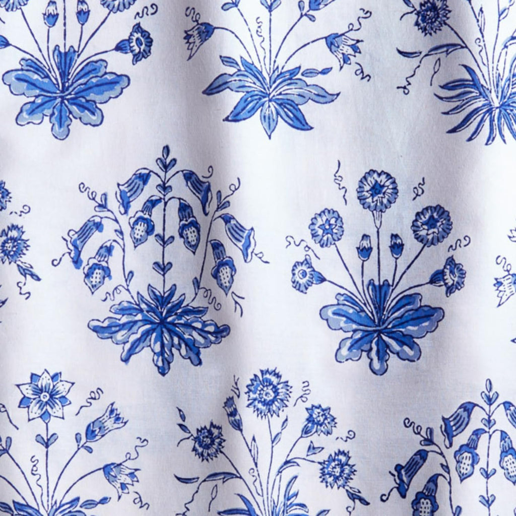 Saffron Marigold Round Hand Block Printed Tablecloth - Blue English Gardens Luxurious 100% Cotton, Washable, for Home Decor, Kitchen, Coffee Or Dining Table 70 Inch