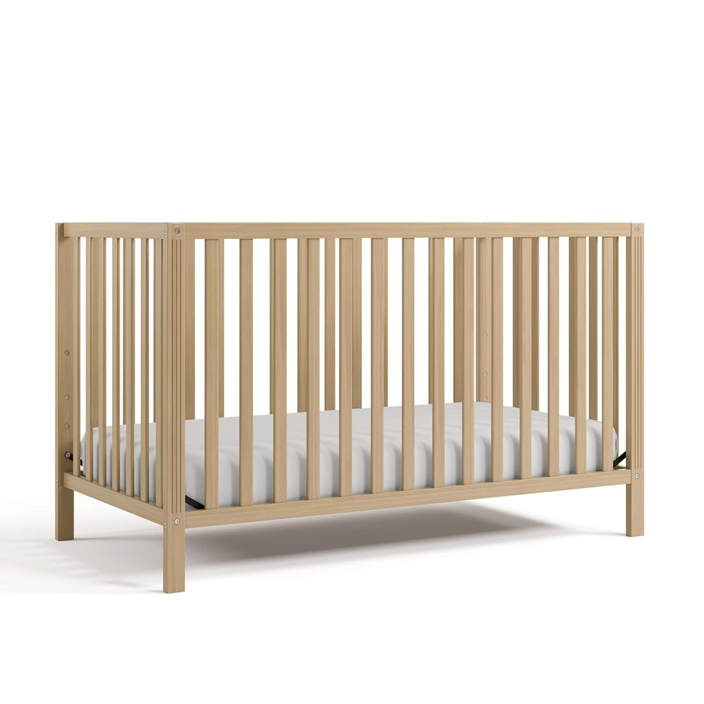 Storkcraft Morningside 5-in-1 Convertible Crib – GREENGUARD Gold Certified, Fits Standard Crib Mattress, Converts to Toddler Bed, Daybed and Full Bed, 4 Adjustable Mattress Heights (Driftwood)