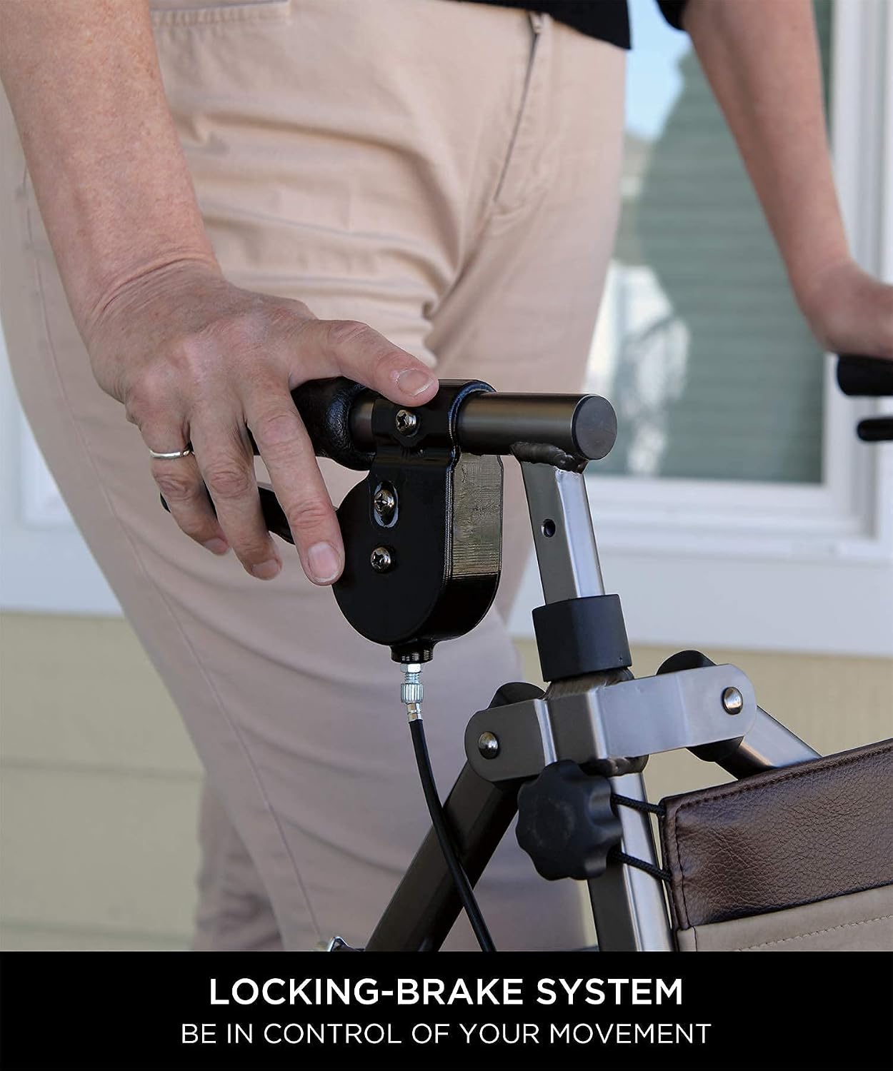 Signature Life Elite Travel Rollator Short, Junior Foldable and Lightweight Four Wheel Rolling-Walker with Seat for Adults, Seniors and Elderly, Petite Walking Aid with Locking Brakes and Pouch