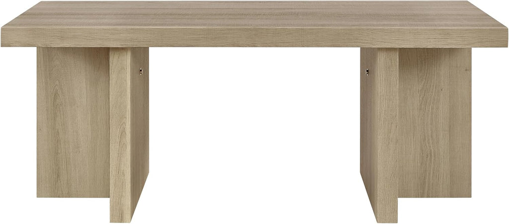 Roundhill Furniture Mchome 3-Piece Coffee Table Set, Coffee Table and Two End Tables, Oak Finish
