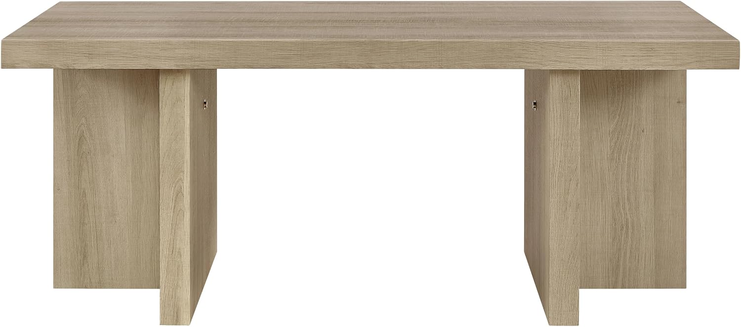 Roundhill Furniture Mchome 3-Piece Coffee Table Set, Coffee Table and Two End Tables, Oak Finish
