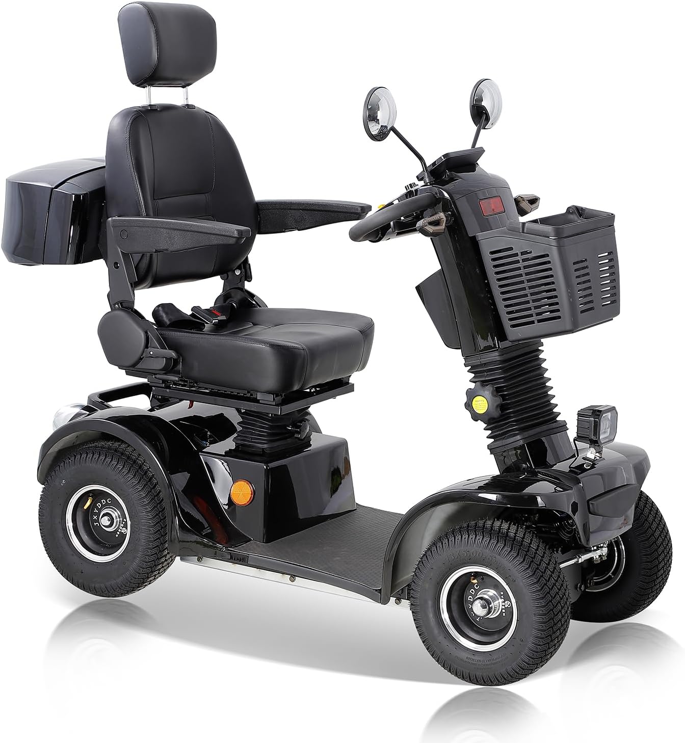 Mobility Scooters for Seniors & Adults 400 Lb Weight Capacity,4-Wheel Heavy Duty Foldable Portable Scooter,All-Terrain Disability Electric Wheelchair,Electromagnetic Brake,Storage Box,Black